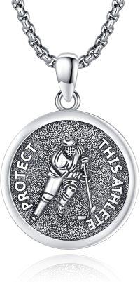 wholesale 925 Sterling Silver Hockey Player Protect This Athlete Sports Pendant Necklace-F-Hockey Necklace