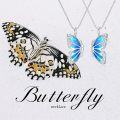 wholesale 925 Sterling Silver Blue Opal Butterfly Pendant Necklace for Women-0-4