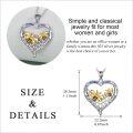 wholesale 925 Sterling Silver Gold-Plated Bee & Cubic Zirconia Heart Pendant Necklace - Mother & Baby Bee Design - Hypoallergenic Jewelry Gift for Women-0-4