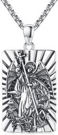 wholesale 925 Sterling Silver Archangel Michael Pendant Necklace for Men Women Catholic s 47cm Chain Length-0-0