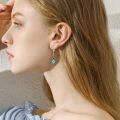 wholesale 925 Sterling Silver Blue Topaz Oval Cut Vintage Style Leverback Earrings-0-16