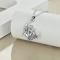 wholesale 925 Sterling Silver Fairy Moon Flower Charm Pendant Necklace - Gifts for Women & Girls-0-2