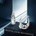 wholesale 925 Sterling Silver Blue Moonstone Teardrop & Scrollwork Hoop Earrings for Women - 30mm Diameter-0-1