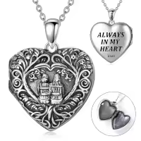 TOUPOP Sterling Silver Heart Photo Locket Sister Friendship Tree Of Life Necklace-undefined
