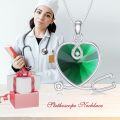 wholesale Sterling Silver Heart Crystal Stethoscope Necklace for Nurse Doctor Women-0-43