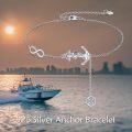 wholesale 925 Sterling Silver Anchor Infinity Wheel Charm Bracelet Nautical Gift for Her-0-5