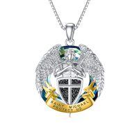TOUPOP 925 Sterling Silver Saint Michael Necklace For Men Women-undefined
