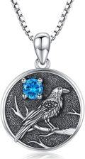 wholesale Silver Synthetic Stone Raven Pendant Crow Round Necklace Gift for Women-0-31