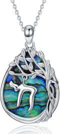 wholesale 925 Sterling Silver Abalone Shell Tree of Life Jewish Pendant Necklace for Women Gifts-0-0
