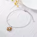 TOUPOP 14k White Gold Plated S925 Sterling Silver Blue Crystal Hummingbird Anklet-0-4