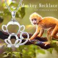 wholesale 925 Sterling Silver Monkey Pendant Necklace - Adorable s for Women & Girls-0-5