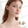 wholesale 925 Sterling Silver Sloth Stud Earrings with Rose Gold Accents and Leaf Details-0-2