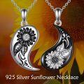 wholesale 925 Sterling Silver Yin Yang Sunflower & Moon Couple Necklaces-0-3
