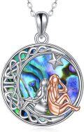 wholesale 925 Sterling Silver Mermaid and Star Moon Pendant Necklace for Sisters' Gifts-0-0