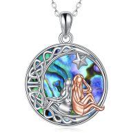 wholesale 925 Sterling Silver Mermaid and Star Moon Pendant Necklace for Sisters' Gifts-abalone shell