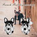 wholesale 925 Sterling Silver French Bulldog Soccer Ball Stud Earrings for Women and Men Gifts-0-4