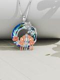 wholesale 925 Sterling Silver Sisters Pendant with Blue Crystal and Rose Design - Best Friend s for Sis-0-3