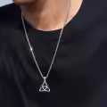wholesale 925 Sterling Silver Triquetra Pendant Necklaces Wholesale for Men & Women Celtic Knot s 36 Chain-0-2
