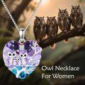 wholesale TOUPOP Owl Necklace Gifts 925 Sterling Silver Crystal Owl Family Pendant Necklace Birthday Christmas Jewelry For Women (4 Owls) -0-1