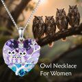 TOUPOP 925 Sterling Silver Crystal Owl Family Pendant Necklace (4 Owls)-0-1