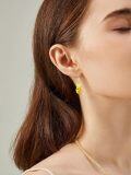 wholesale Gold 925 Sterling Silver Citrine Flower Drop Dangle Earrings for Women-0-4