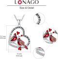 wholesale 925 Sterling Silver Heart-Shaped Cardinal Pendant Necklace for Women's Gifts-0-4