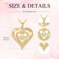 wholesale 925 Sterling Silver Gold 1 CTTW Moissanite Floating Necklace with Twinkle Setting, Double Heart Pendant, Adjustable Chain, Hypoallergenic, Gift Box Included-0-3