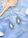 wholesale 925 Sterling Silver Teardrop Blue Moonstone Filigree Leverback Dangle Earrings for Women-0-4