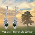 wholesale 925 Sterling Silver Moss Agate Tree of Life Drop Earrings with Leverbacks-0-2
