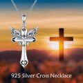 wholesale 925 Sterling Silver Cross Angel Wing Necklace w/Guardian Angel Wings Pendant for Women Girls Wife Christmas Gift-0-2