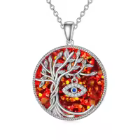 TOUPOP Sterling Silver & Turquoise Tree Of Life Necklace-undefined