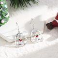 wholesale 925 Sterling Silver Heart-Shaped Santa Claus with Snowflake and Bell Drop Earrings for Women - Hypoallergenic Christmas Gift Ideas-0-1