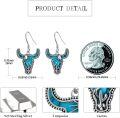 wholesale 925 Sterling Silver Turquoise Cow Head Western Dangle Earrings for Women-0-3