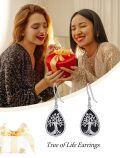 wholesale 925 Sterling Silver Black Goldstone Teardrop Tree Of Life Drop Earrings Irish  for Women Girls-0-1