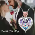 TOUPOP Sterling Silver Crystal Rose Flower Heart Necklace Gift for Wife-0-1
