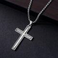 wholesale 925 Sterling Silver Mens Black Cross Necklace with Turquoise Pendant-0-3