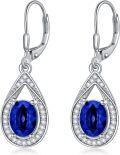 wholesale Sterling Silver Genuine Simulated Birthstone Teardrop Leverback Earrings-0-4
