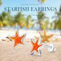 wholesale 925 Sterling Silver Orange Opal Starfish Stud Earrings - Ocean Beach  for Women & Girls-0-4