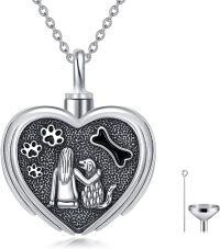 wholesale Dog Urn Necklace For Ashes S925 Sterling Silver Pet Dog Urn For Ashes Necklace Heart Urn Necklaces For Ashes Memorial Keepsake Cremation With Funnel Filler Animal Pendant Jewelry For Women -undefined
