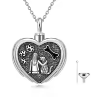 TOUPOP Sterling Silver Dog Urn Necklace For Ashes Memorial Keepsake Pendant-undefined