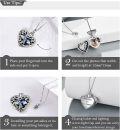 wholesale 925 Sterling Silver Heart Locket Necklace with Blue Crystal Memorial Jewelry for Ashes Keepsake Picture Holder Cremation Urn Necklace for Women-0-5