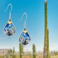 wholesale 925 Sterling Silver Cactus & Sun Design Teardrop Earrings with Abalone Shell Inlay for Women-0-1