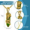 wholesale Gold 925 Sterling Silver Green Agate Saint Michael Angel Protect Us Charm Necklace Catholic Jewelry-0-1
