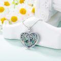 wholesale 925 Sterling Silver Abalone Shell & Cubic Zirconia Tree of Life Heart Pendant Necklace for Women-0-1