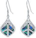 wholesale 925 Sterling Silver Abalone Shell Peace Sign Drop Earrings for Women-0-0