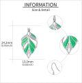 wholesale 925 Sterling Silver Green Enamel Feather Drop Earrings for Women Girls  4cm Long-0-4