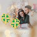 wholesale 925 Sterling Silver Shamrock Stud Earrings with Emeralds and Cubic Zirconia for Women & Girls-0-5