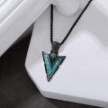 wholesale 925 Sterling Silver Black Plated Arrowhead Pendant with Turquoise and Malachite Inlay Necklaces for Men & Women-0-2