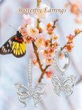 wholesale 925 Sterling Silver Butterfly CZ Dangle Hoop Earrings for Women Gifts-0-1