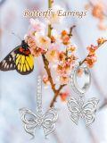 wholesale 925 Sterling Silver Butterfly Drop Earrings Platinum Plated Cubic Zirconia For Women-0-1